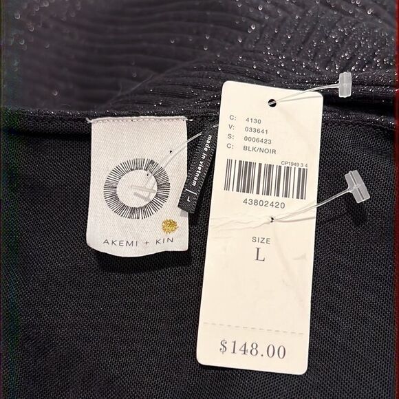 NWT Akemi + Kin Anthro Tegan Sparkle Dress Black Jersey Size Large - Picture 13 of 16